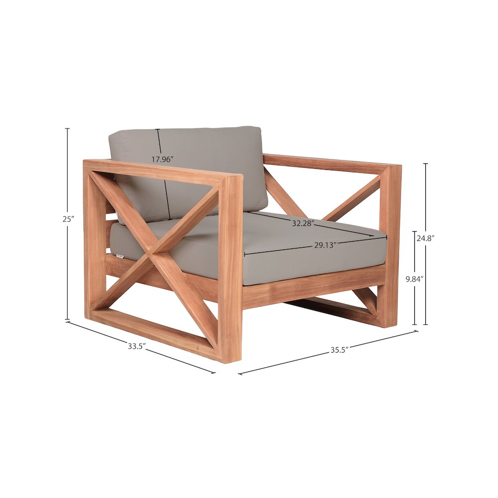 Anguilla Grey Water Resistant Fabric Outdoor Chair