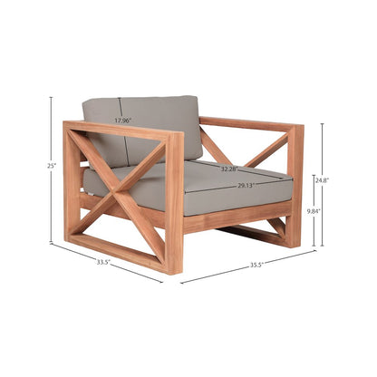 Anguilla Grey Water Resistant Fabric Outdoor Chair