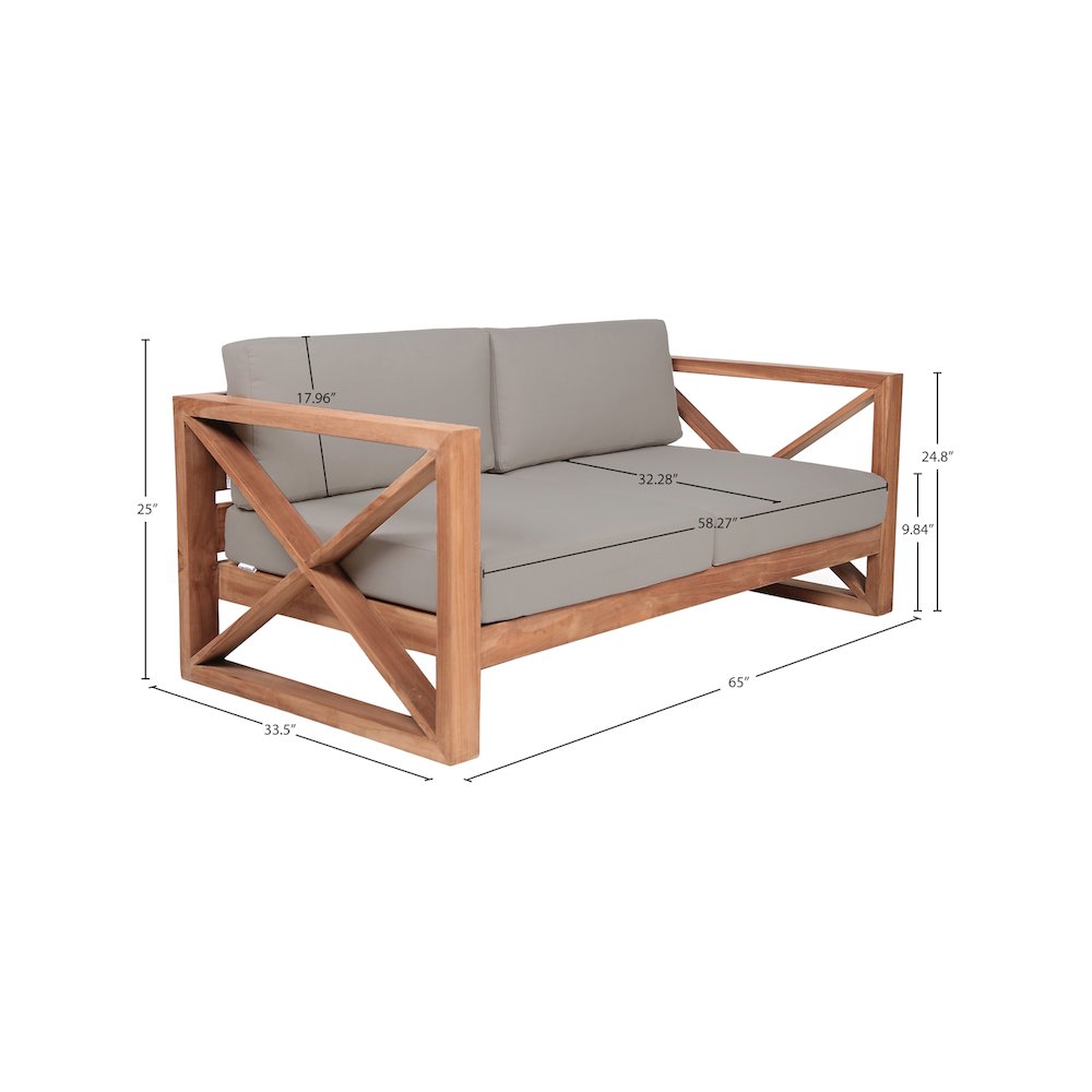 Anguilla Grey Water Resistant Fabric Outdoor Loveseat
