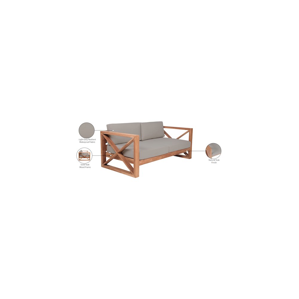 Anguilla Grey Water Resistant Fabric Outdoor Loveseat