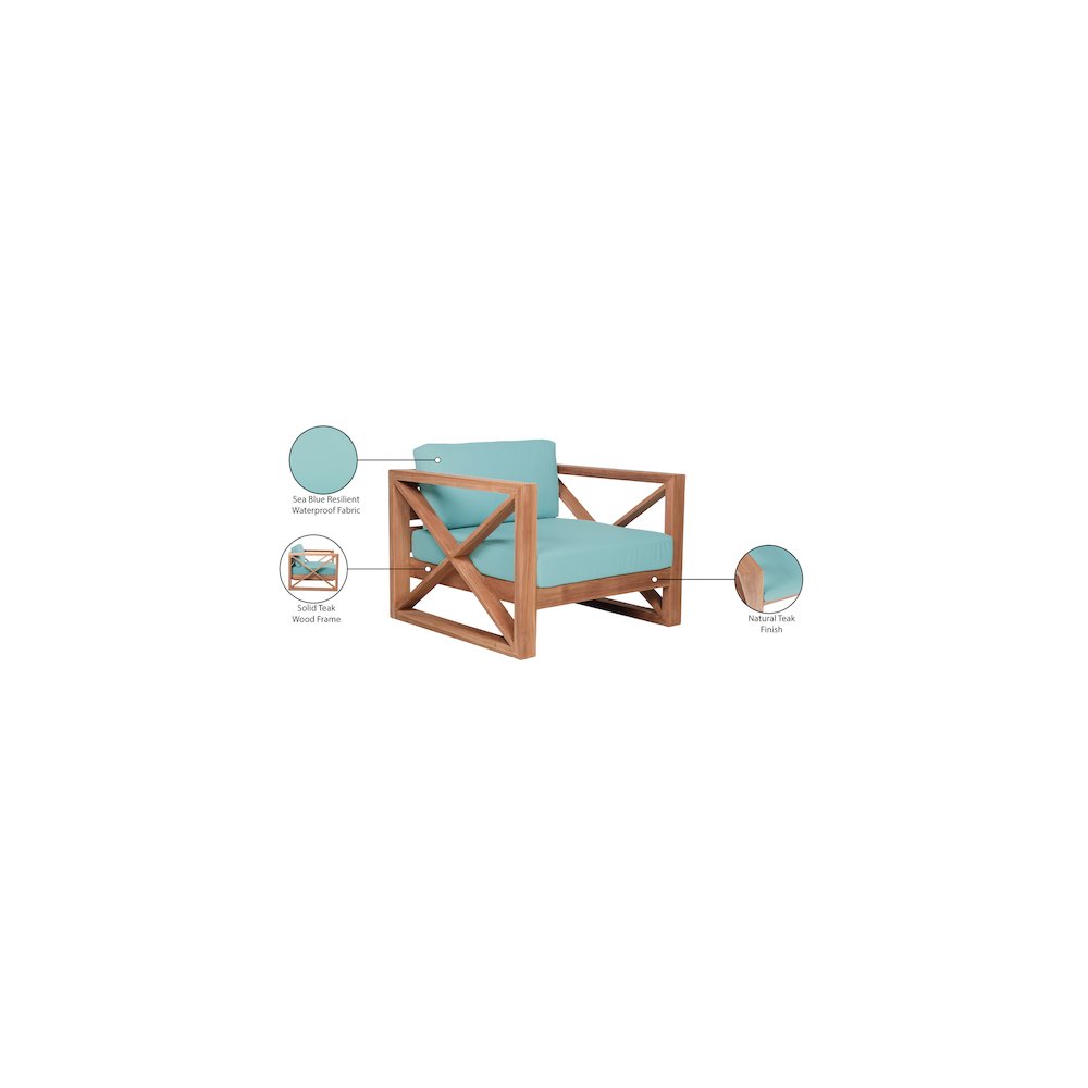 Anguilla Blue Water Resistant Fabric Outdoor Chair