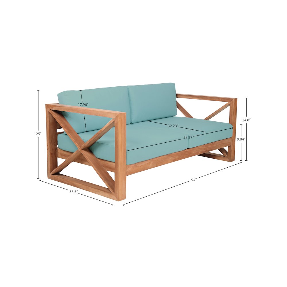 Anguilla Blue Water Resistant Fabric Outdoor Loveseat