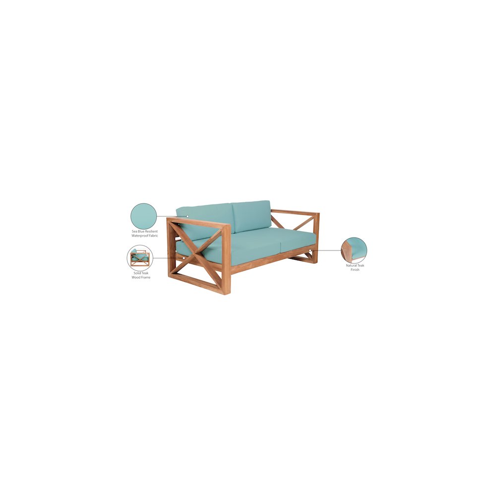 Anguilla Blue Water Resistant Fabric Outdoor Loveseat