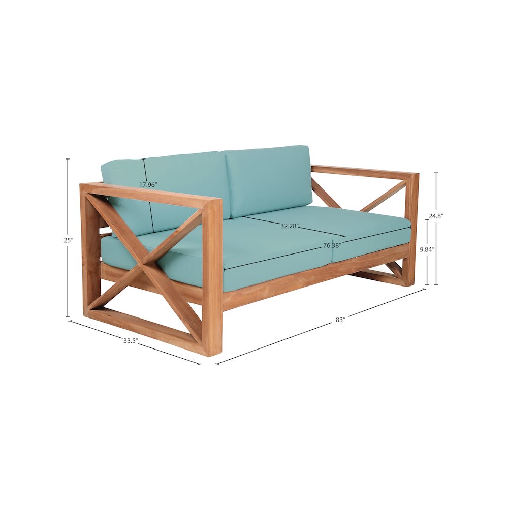 Anguilla Blue Water Resistant Fabric Outdoor Sofa