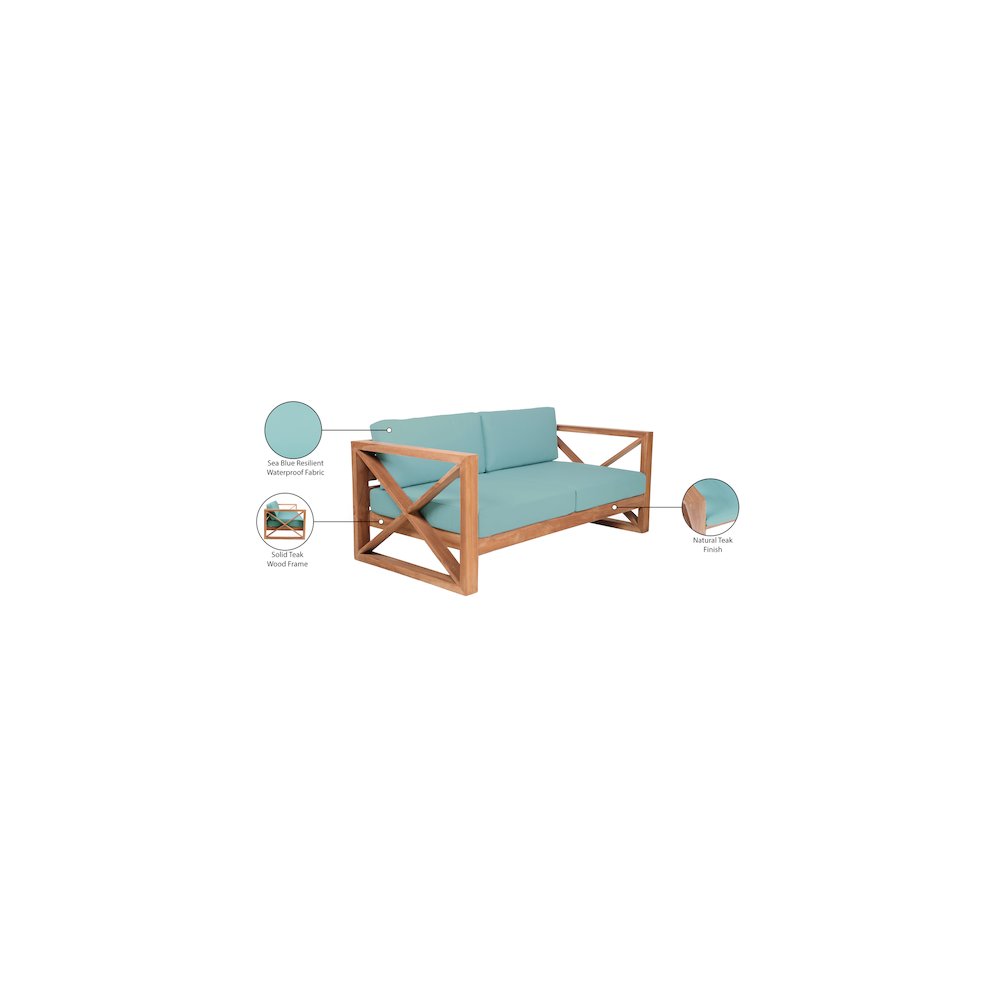 Anguilla Blue Water Resistant Fabric Outdoor Sofa