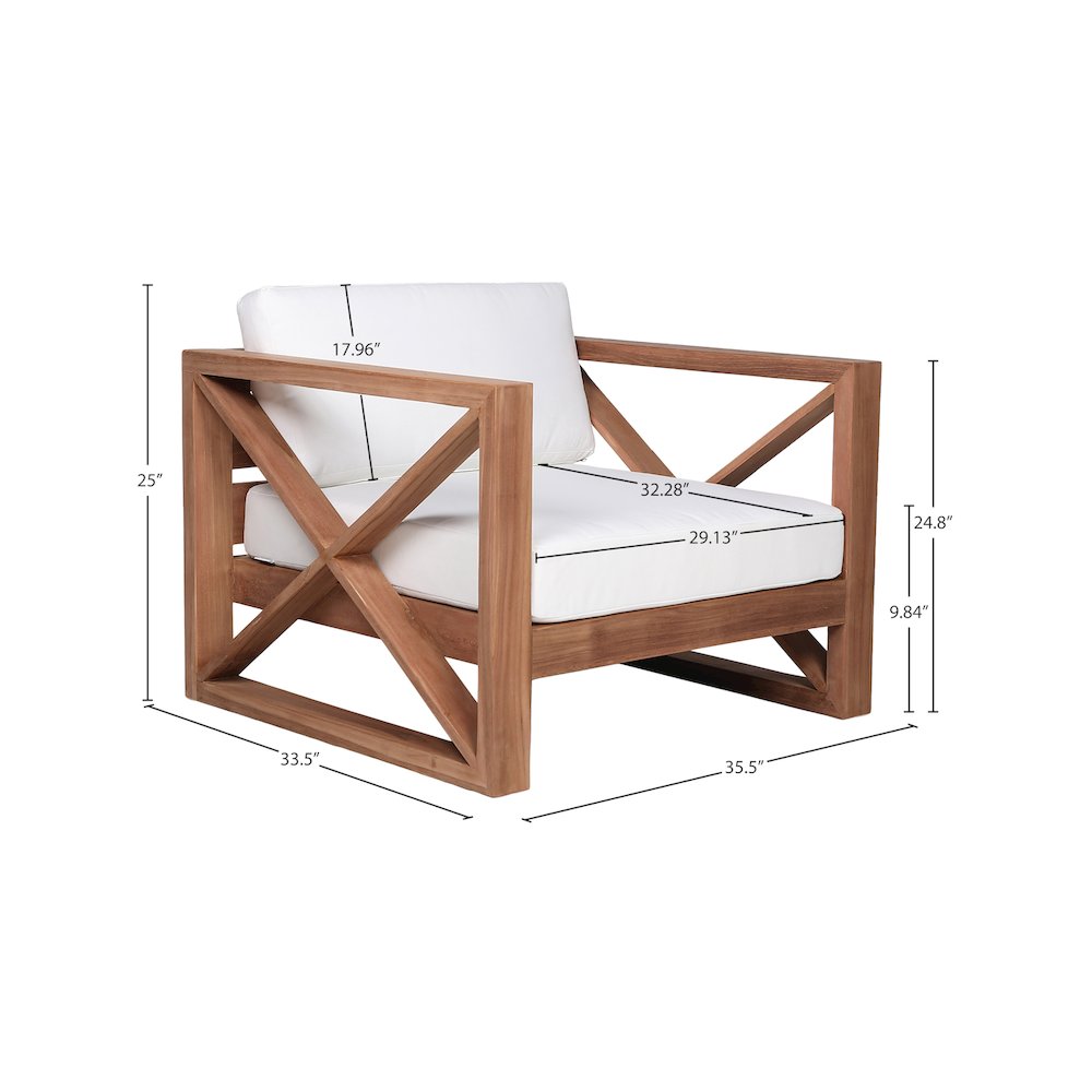 Anguilla Off White Water Resistant Fabric Outdoor Chair