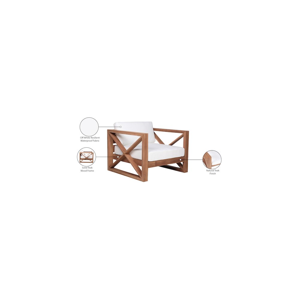 Anguilla Off White Water Resistant Fabric Outdoor Chair
