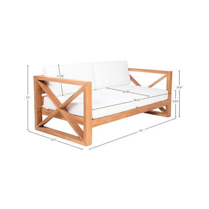 Anguilla Off White Water Resistant Fabric Outdoor Loveseat