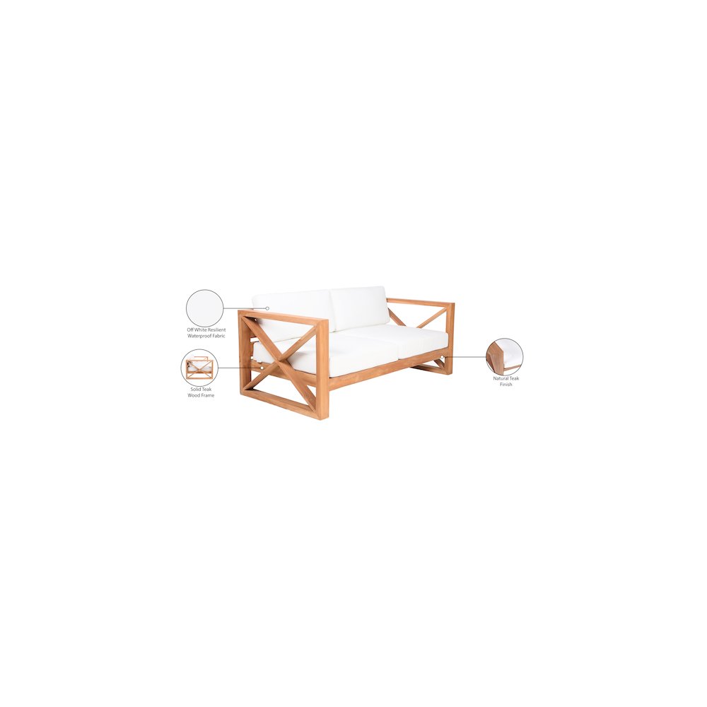 Anguilla Off White Water Resistant Fabric Outdoor Loveseat