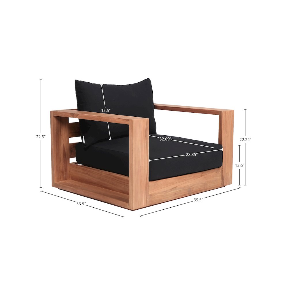 Tulum Black Water Resistant Fabric Outdoor Chair