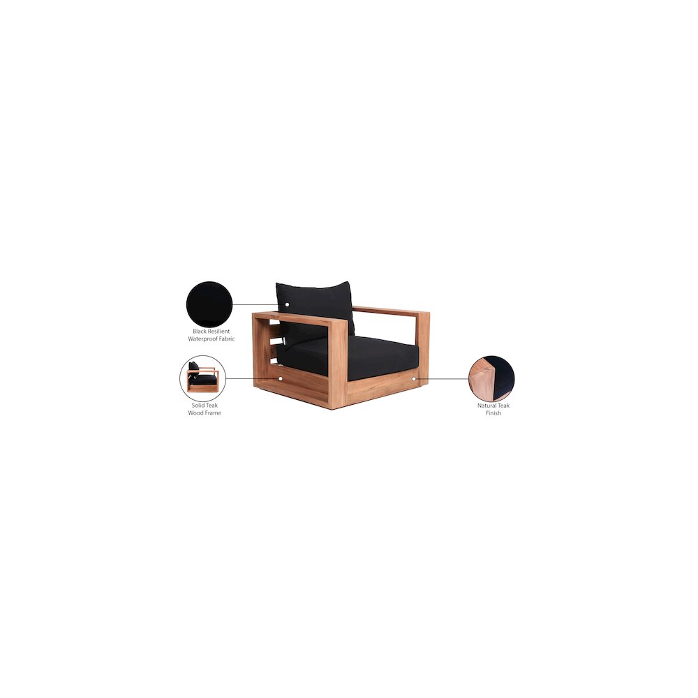 Tulum Black Water Resistant Fabric Outdoor Chair