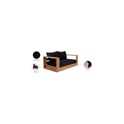 Tulum Black Water Resistant Fabric Outdoor Loveseat