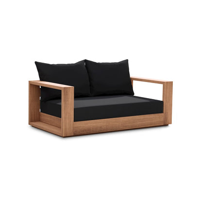 Tulum Black Water Resistant Fabric Outdoor Loveseat