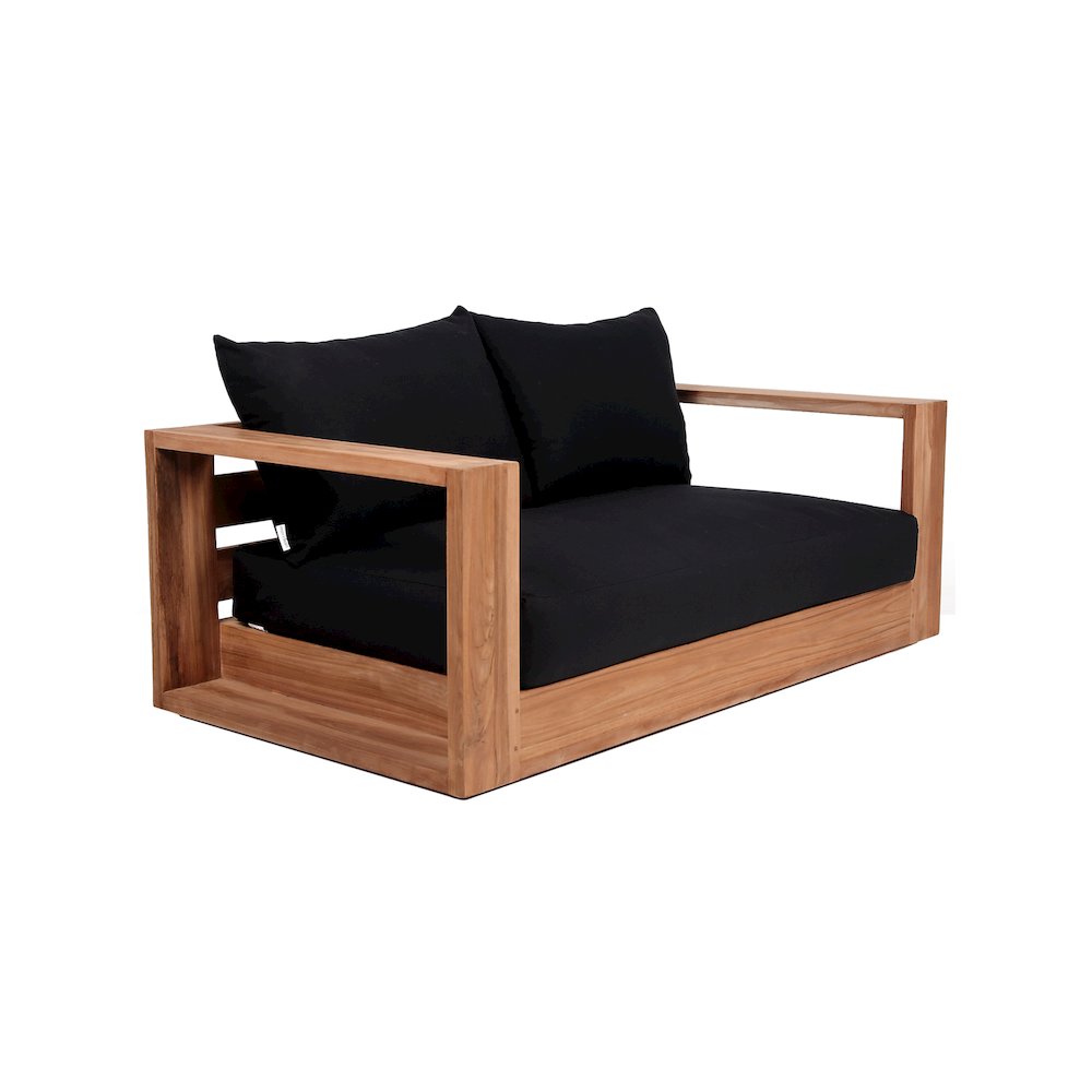 Tulum Black Water Resistant Fabric Outdoor Loveseat