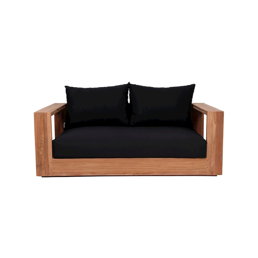 Tulum Black Water Resistant Fabric Outdoor Loveseat
