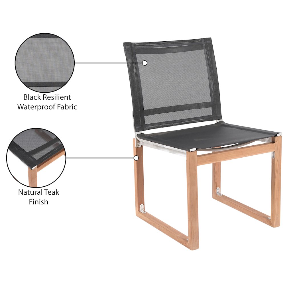 Tulum Black Water Resistant Fabric Outdoor Patio Dining Side Chair