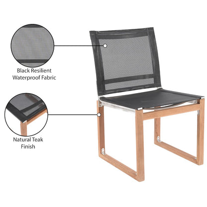 Tulum Black Water Resistant Fabric Outdoor Patio Dining Side Chair