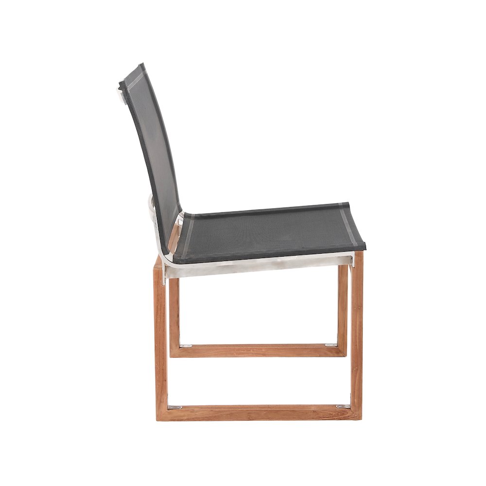 Tulum Black Water Resistant Fabric Outdoor Patio Dining Side Chair