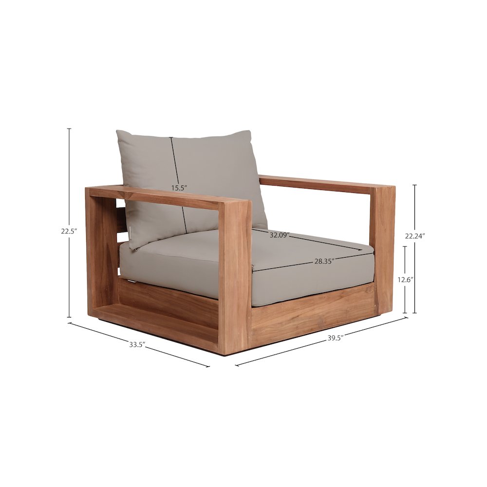 Tulum Grey Water Resistant Fabric Outdoor Chair