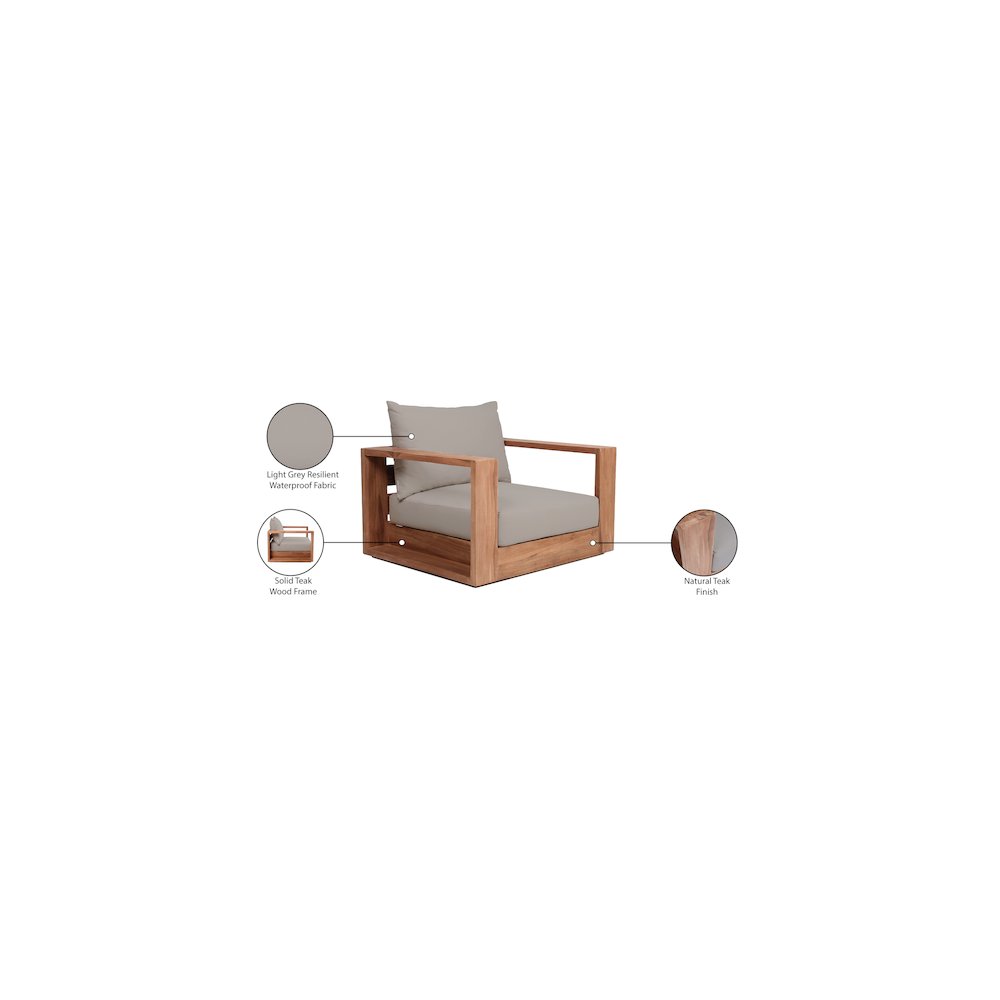 Tulum Grey Water Resistant Fabric Outdoor Chair