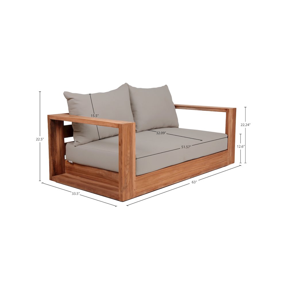 Tulum Grey Water Resistant Fabric Outdoor Loveseat