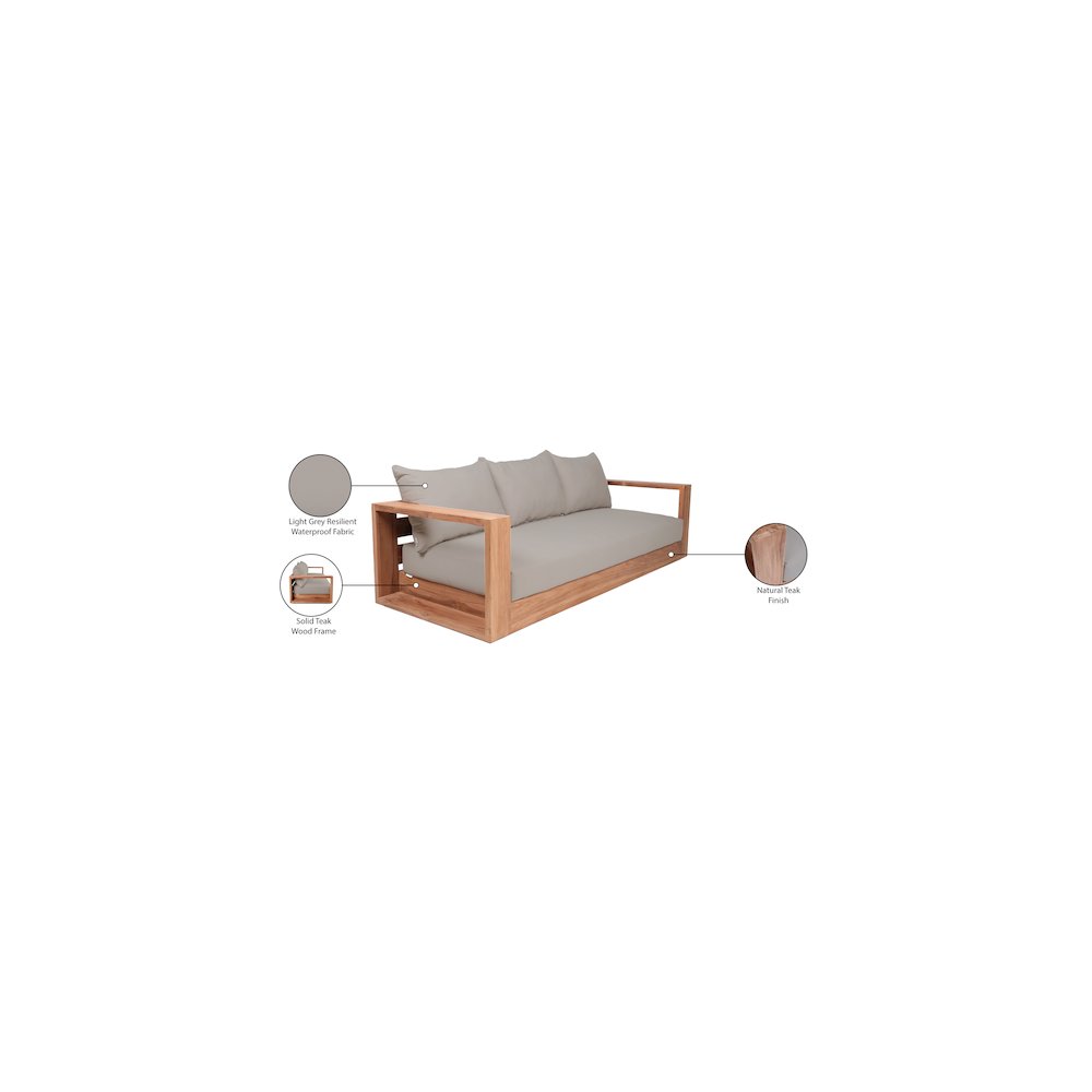 Tulum Grey Water Resistant Fabric Outdoor Sofa