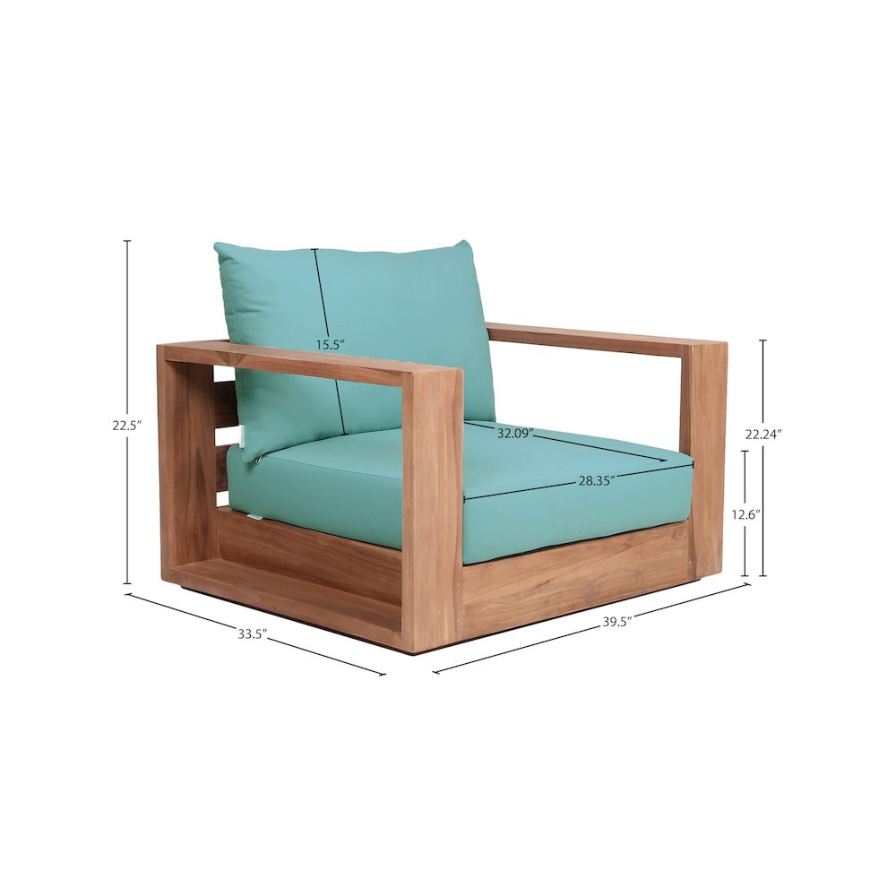 Tulum Blue Water Resistant Fabric Outdoor Chair