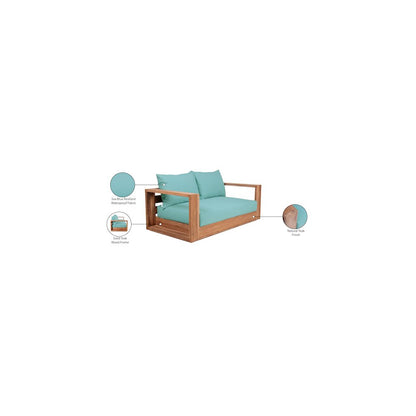 Tulum Blue Water Resistant Fabric Outdoor Loveseat