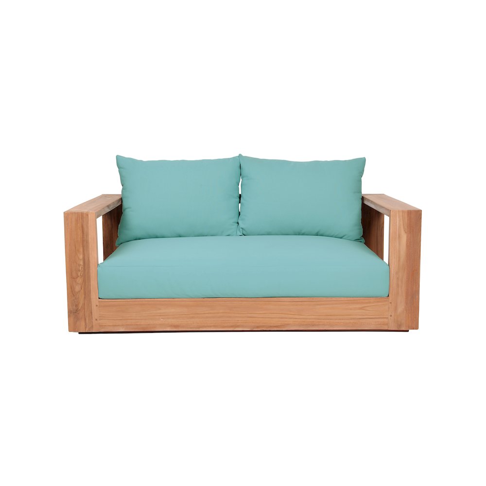 Tulum Blue Water Resistant Fabric Outdoor Loveseat