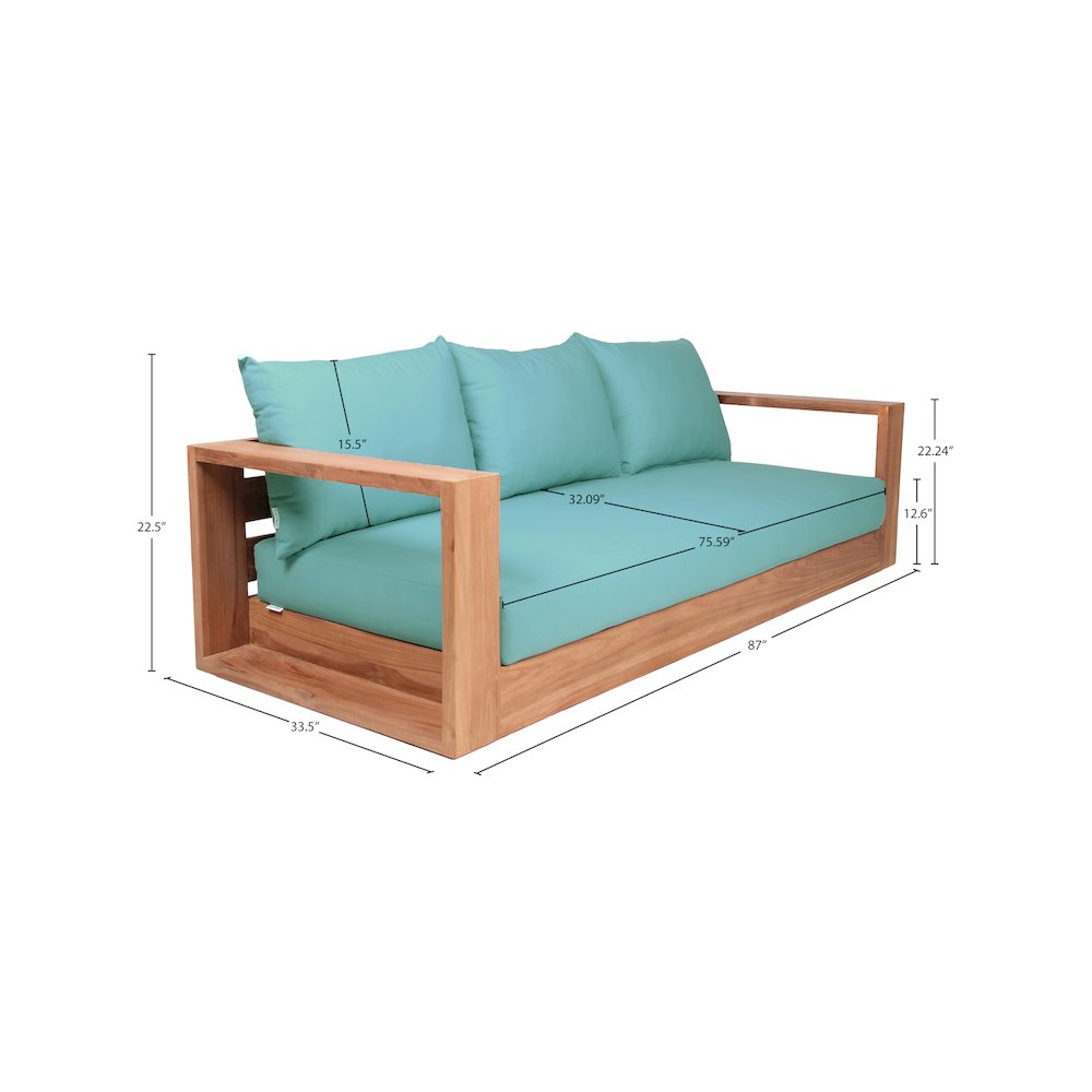 Tulum Blue Water Resistant Fabric Outdoor Sofa
