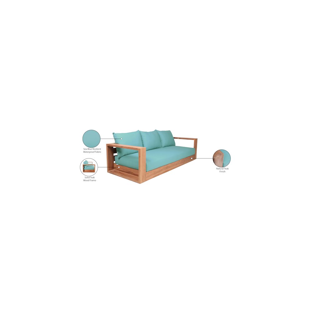 Tulum Blue Water Resistant Fabric Outdoor Sofa