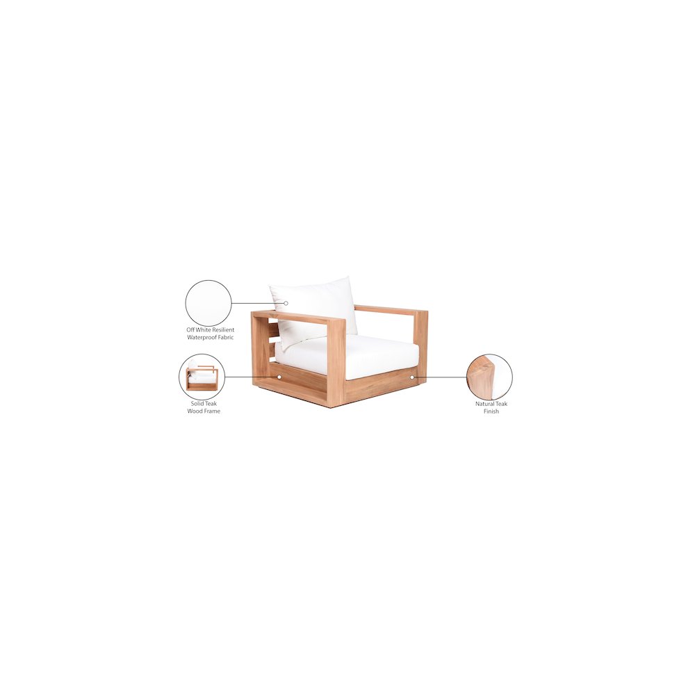 Tulum Off White Water Resistant Fabric Outdoor Chair