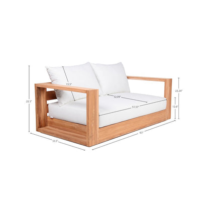 Tulum Off White Water Resistant Fabric Outdoor Loveseat
