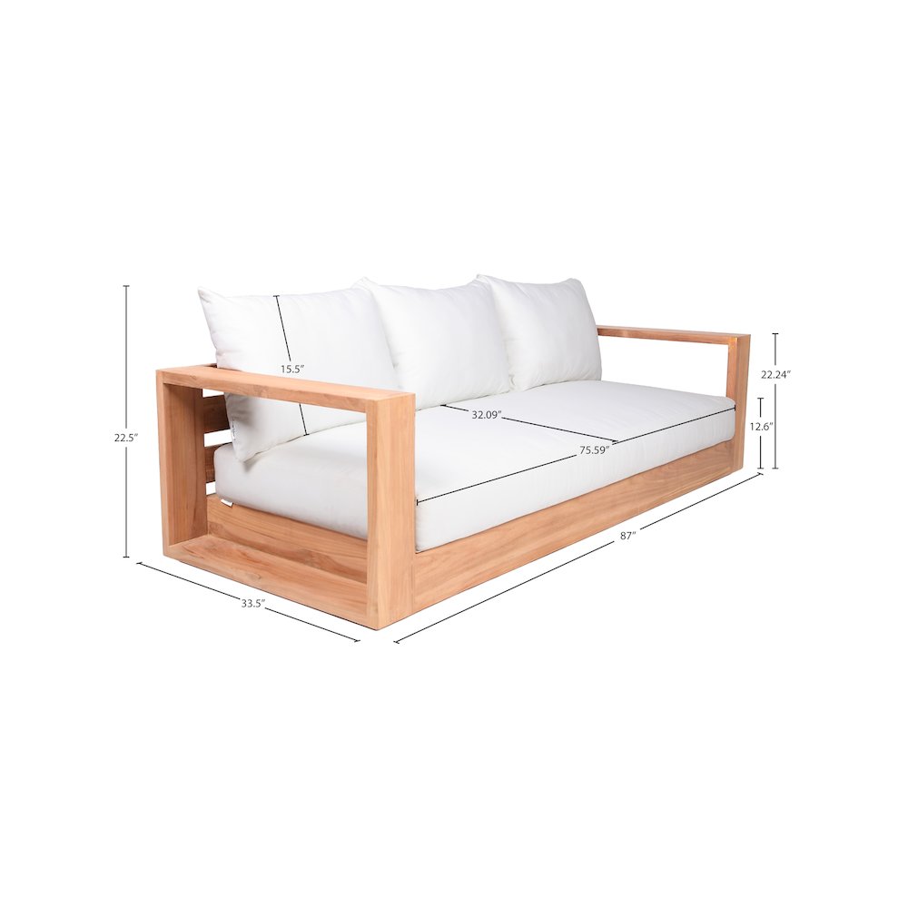 Tulum Off White Water Resistant Fabric Outdoor Sofa
