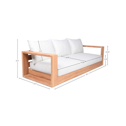 Tulum Off White Water Resistant Fabric Outdoor Sofa