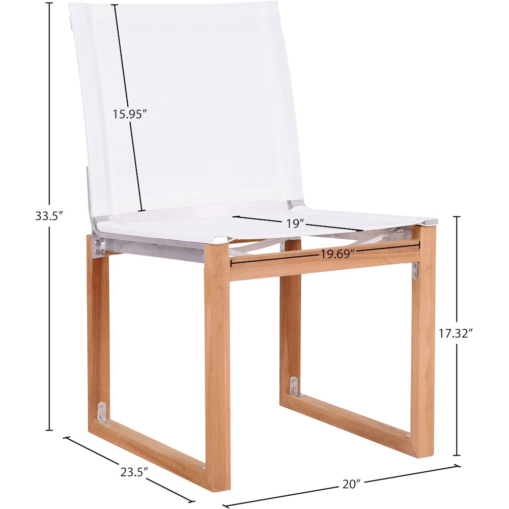 Tulum Off White Water Resistant Fabric Outdoor Patio Dining Side Chair