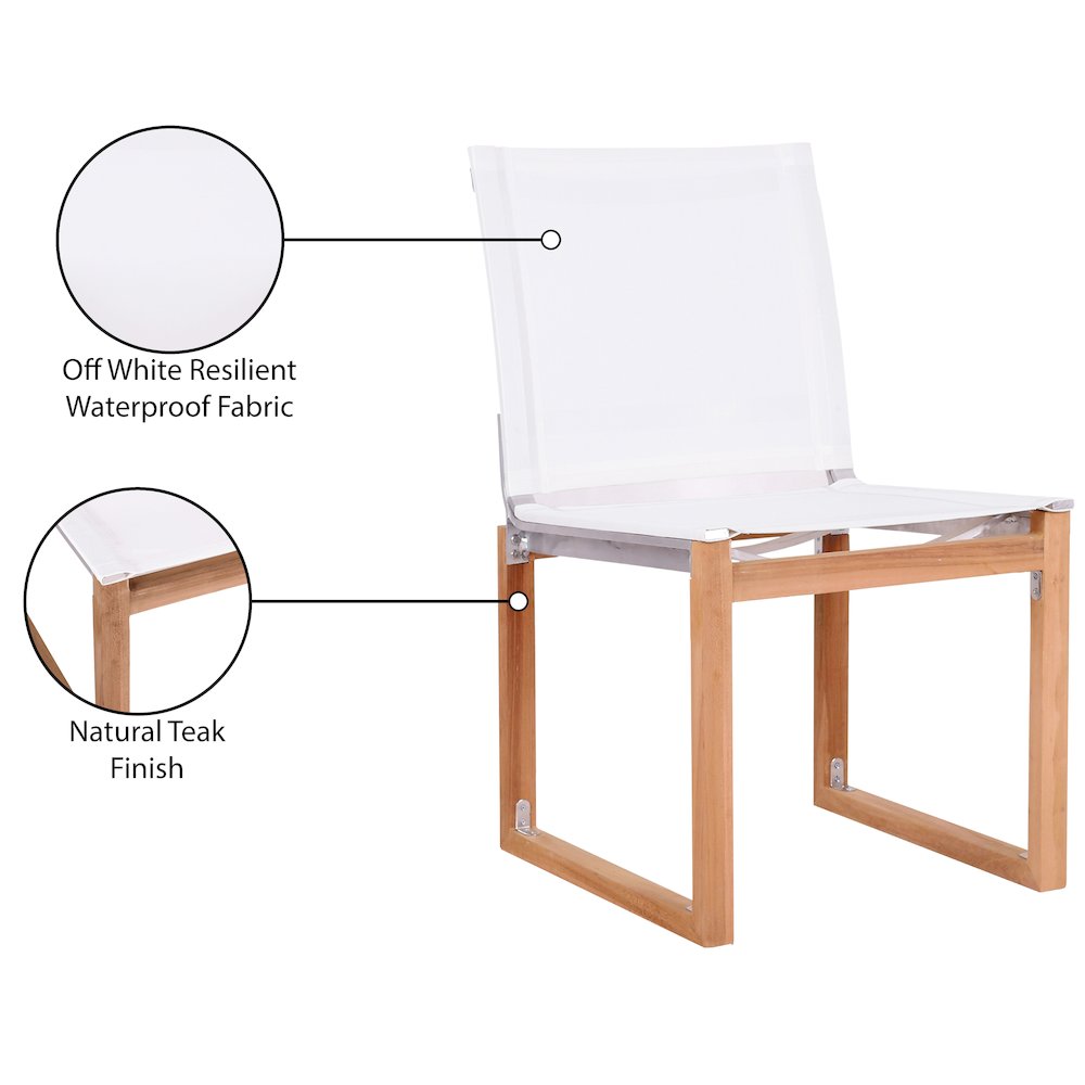 Tulum Off White Water Resistant Fabric Outdoor Patio Dining Side Chair