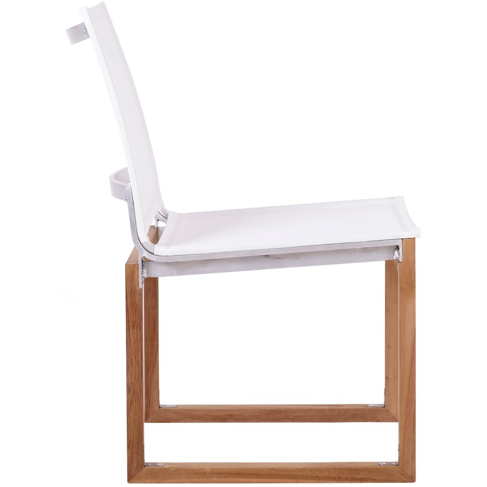 Tulum Off White Water Resistant Fabric Outdoor Patio Dining Side Chair