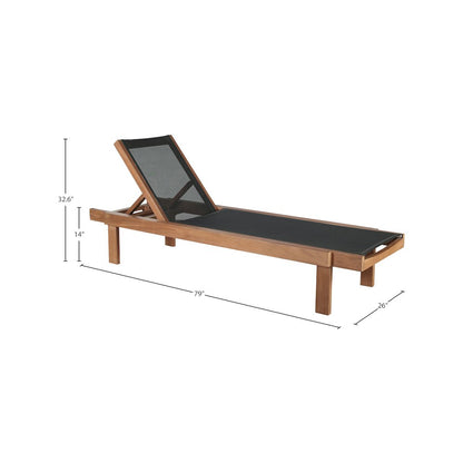 Tulum Black Water Resistant Fabric Outdoor Patio Lounger