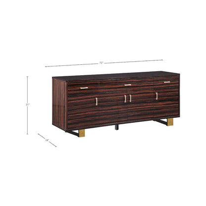 Excel Brown Zebra Wood Veneer Lacquer Sideboard/Buffet