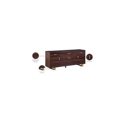 Excel Brown Zebra Wood Veneer Lacquer Sideboard/Buffet
