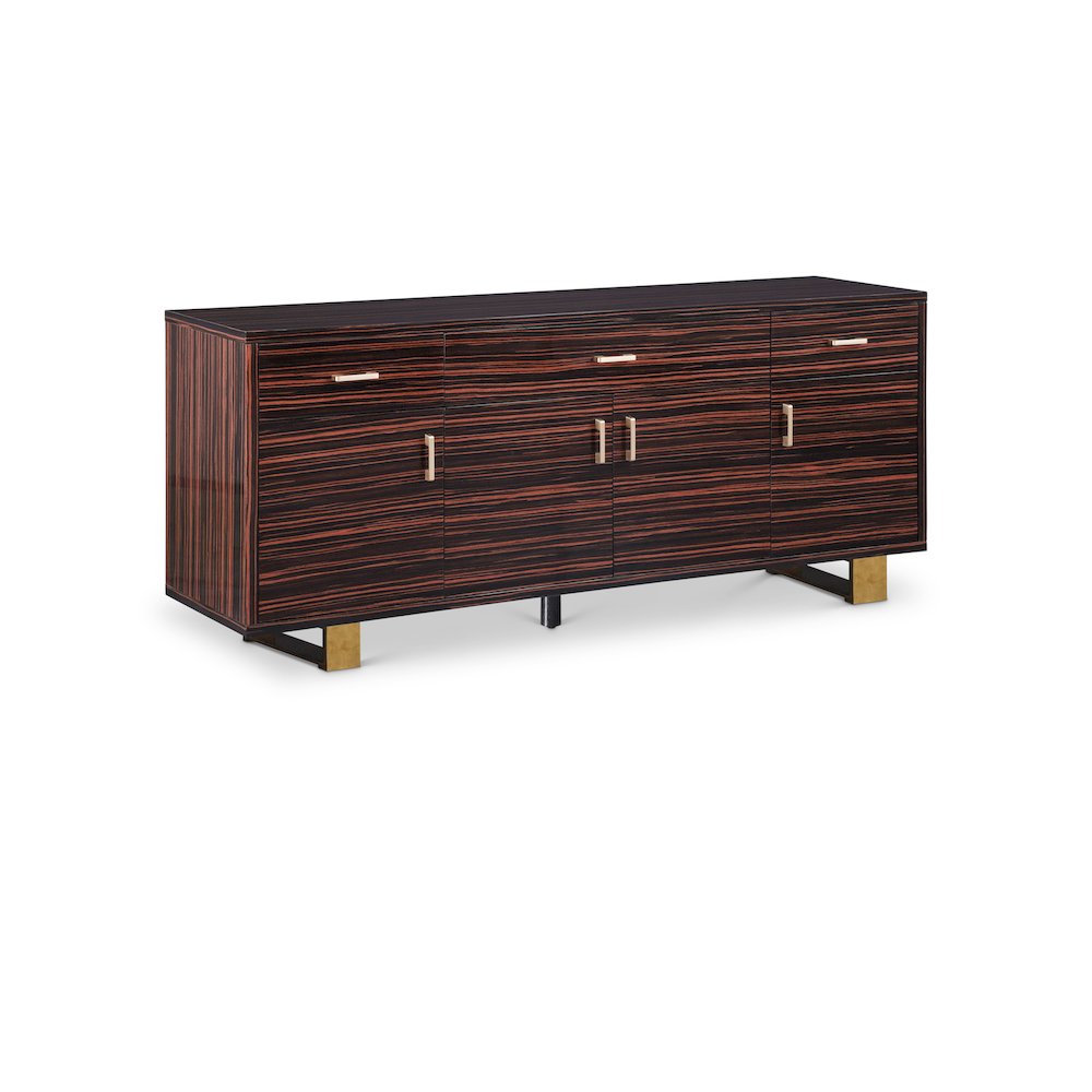 Excel Brown Zebra Wood Veneer Lacquer Sideboard/Buffet