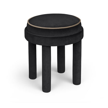 Velin Black Velvet Upholstered Ottoman / Stool