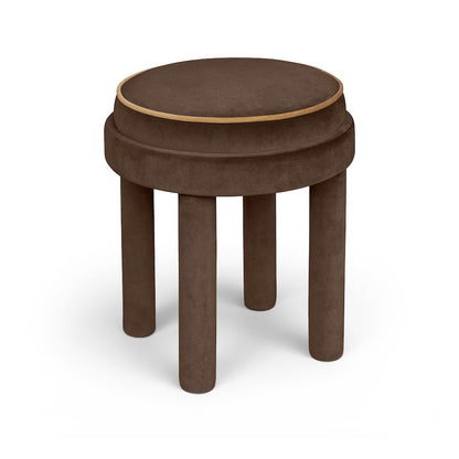 Velin Brown Velvet Upholstered Ottoman / Stool