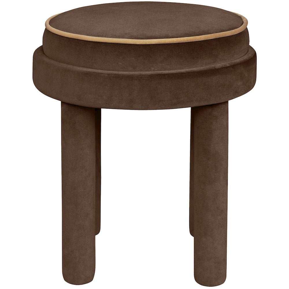 Velin Brown Velvet Upholstered Ottoman / Stool