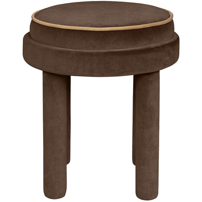 Velin Brown Velvet Upholstered Ottoman / Stool