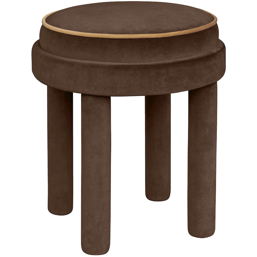 Velin Brown Velvet Upholstered Ottoman / Stool