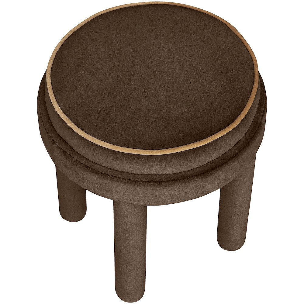 Velin Brown Velvet Upholstered Ottoman / Stool