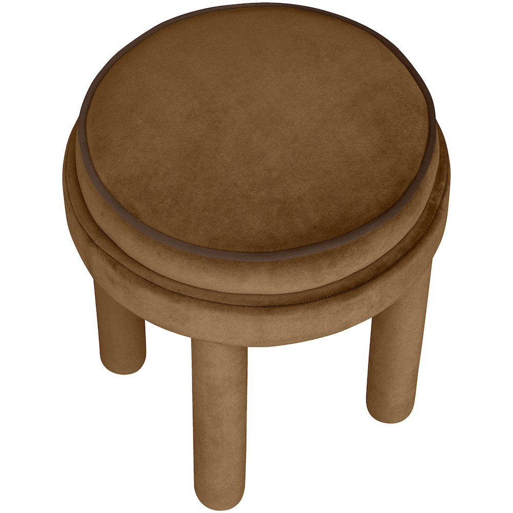 Velin Saddle Velvet Upholstered Ottoman / Stool