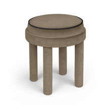 Velin Taupe Velvet Upholstered Ottoman / Stool